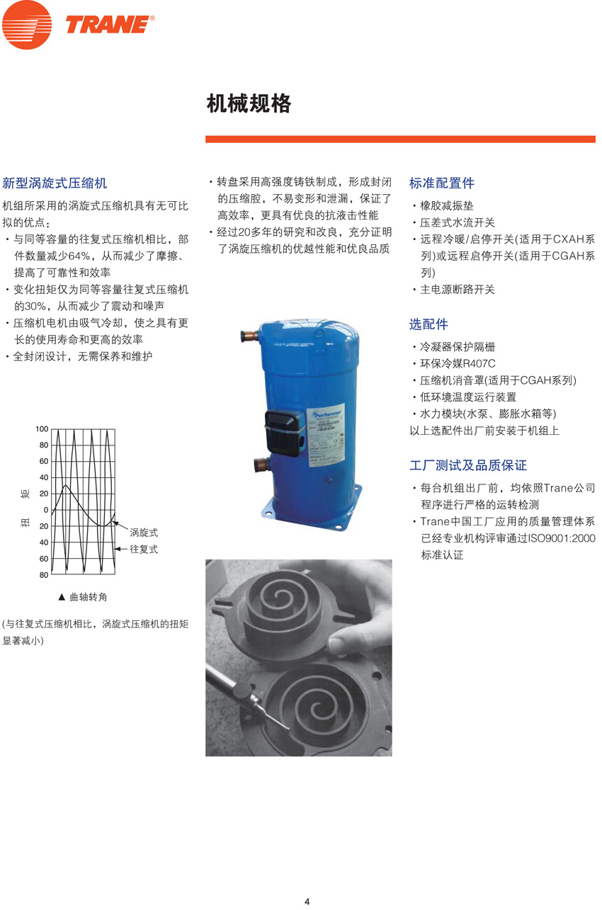 特靈Aquastream機械規格 特靈Aquastream機械規格