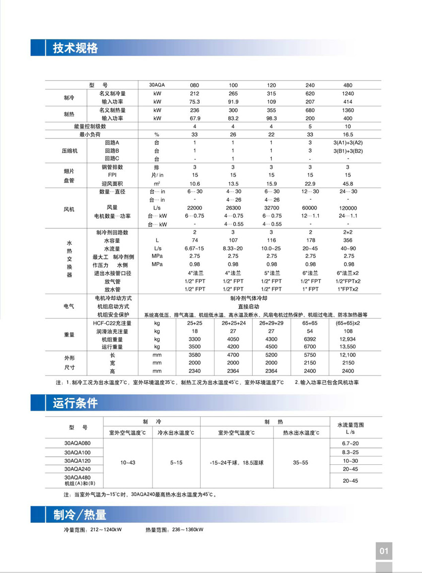 開利30AQA 活塞式空氣機組技術規格 開利30AQA 活塞式空氣機組技術規格
